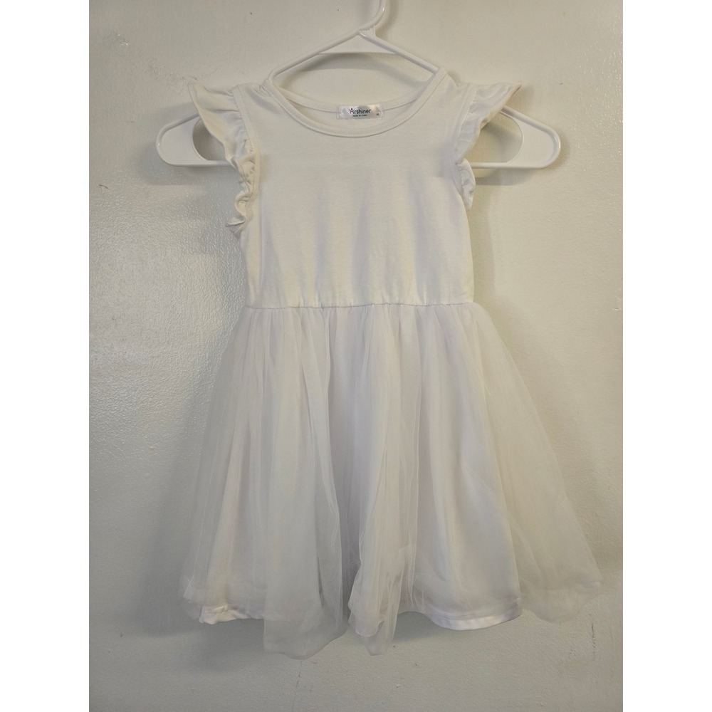 Arshiner Girls White Flutter Sleeve Tulle Skirt Ballerina Dress Kids Fairy  90